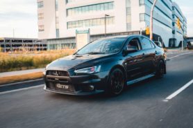 Evo driving down the road