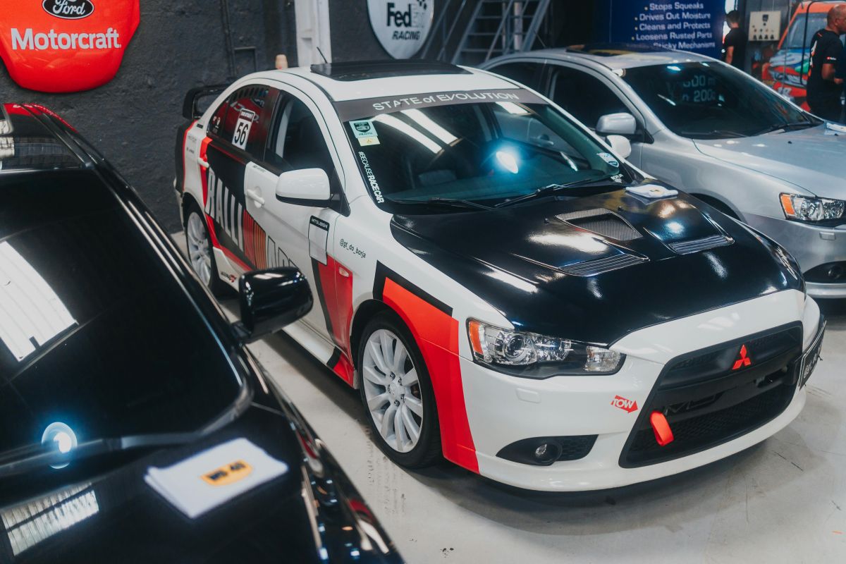 Lancer Evo in a show room