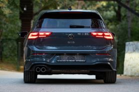 Back view of the Golf GTD parked outside on the road