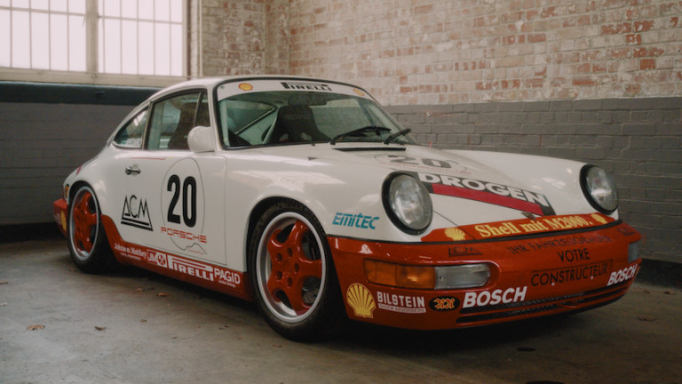 Racing car in a garage